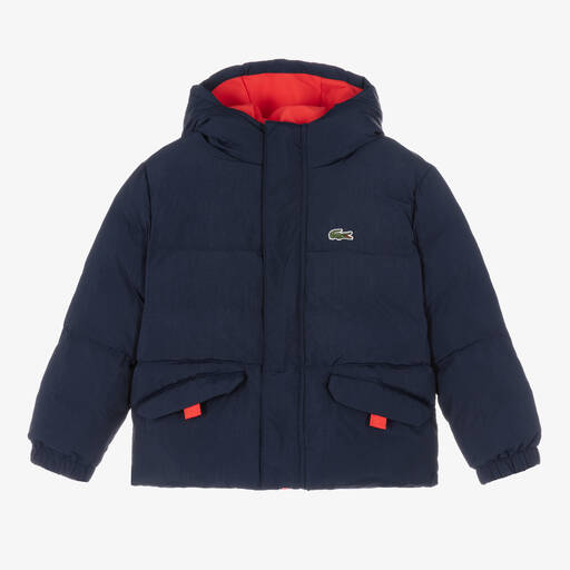 Lacoste-Navy Blue Hooded Logo Jacket  | Childrensalon Outlet
