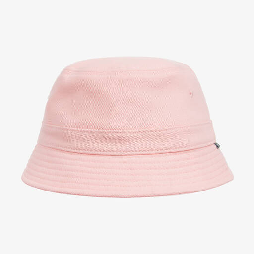 Lacoste-Pink Cotton Logo Bucket Hat | Childrensalon Outlet
