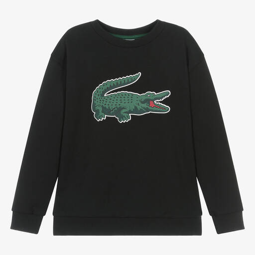 Lacoste-Teen Black Cotton Crocodile Sweatshirt | Childrensalon Outlet