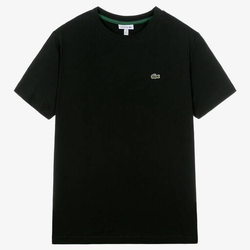 Lacoste-Teen Black Cotton Crocodile T-Shirt | Childrensalon Outlet