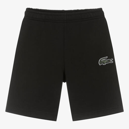 Lacoste-شورت قطن عضوي جيرسي لون أسود للمراهقين | Childrensalon Outlet