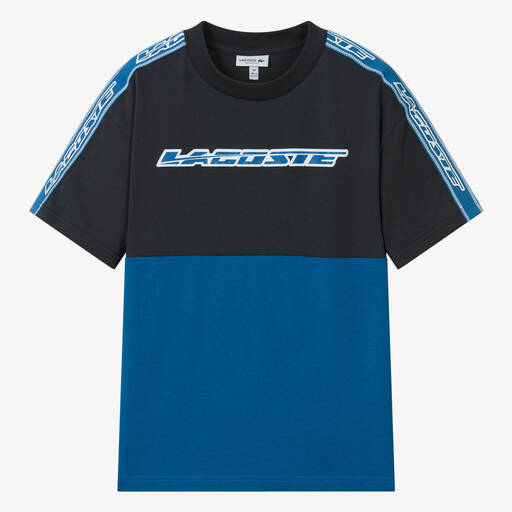 Lacoste-Teen Boys Blue Cotton Racing Logo T-Shirt | Childrensalon Outlet