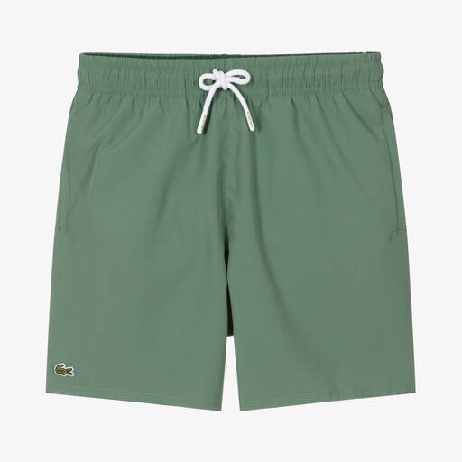 Lacoste-Teen Boys Green Logo Swim Shorts | Childrensalon Outlet