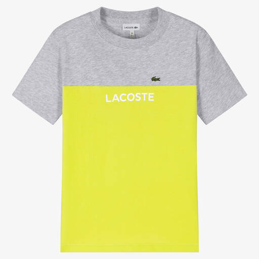 Lacoste-Teen Boys Grey & Green Cotton T-Shirt | Childrensalon Outlet
