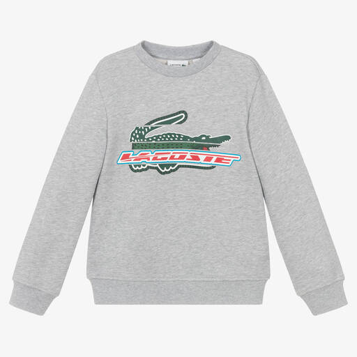 Lacoste-Teen Boys Grey Logo Sweatshirt | Childrensalon Outlet