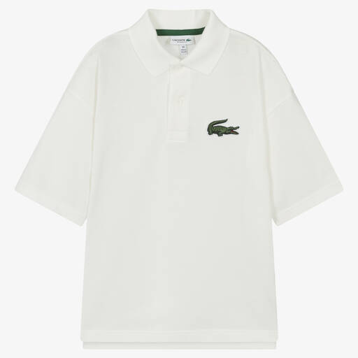 Lacoste-Teen Boys Ivory Cotton Polo Shirt | Childrensalon Outlet