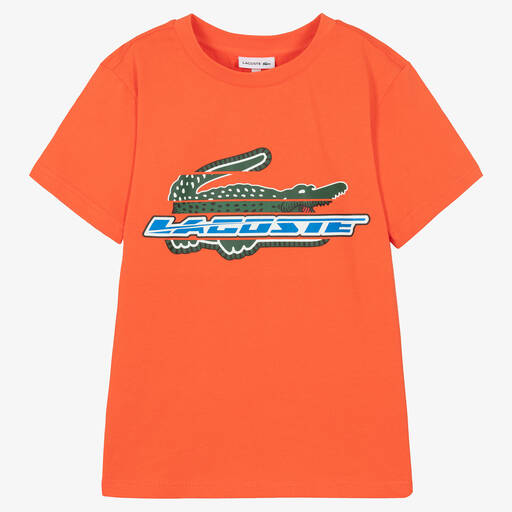 Lacoste-Teen Boys Orange Logo Cotton T-Shirt | Childrensalon Outlet