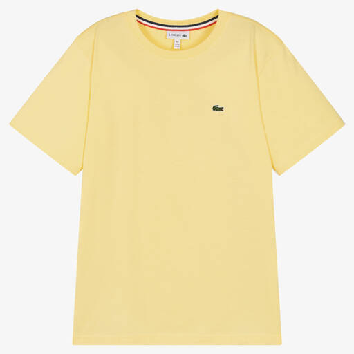 Lacoste-Teen Boys Yellow Cotton T-Shirt | Childrensalon Outlet