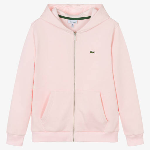 Lacoste-Teen Girls Pink Cotton Zip-Up Hoodie | Childrensalon Outlet