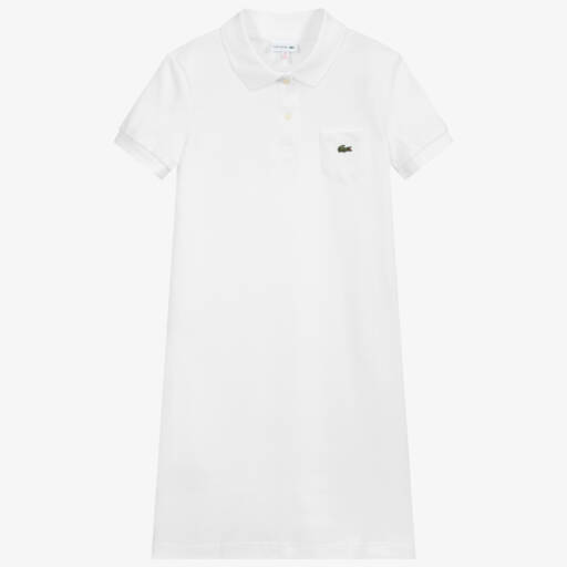 Lacoste-Teen Girls White Cotton Piqué Polo Dress | Childrensalon Outlet