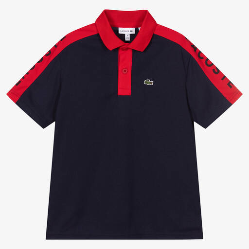 Lacoste-Navyblaues Teen Poloshirt mit Streifen | Childrensalon Outlet