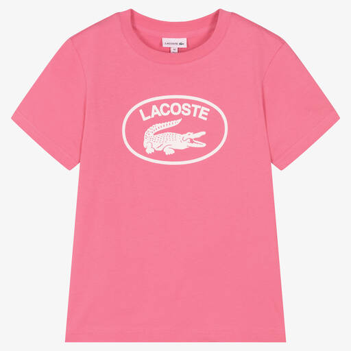 Lacoste-T-shirt rose en coton ado | Childrensalon Outlet