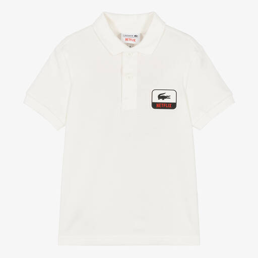 Lacoste-Белая хлопковая рубашка поло Netflix | Childrensalon Outlet