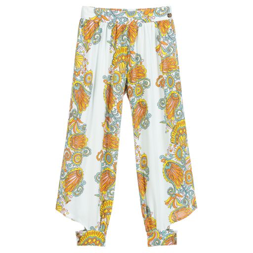 Lanvin-Голубые брюки с цветочным узором | Childrensalon Outlet