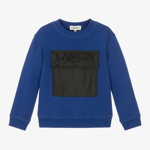 Lanvin-Sweat-shirt bleu à poche Garçon | Childrensalon Outlet