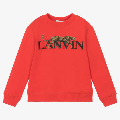 Lanvin-Boys Red Organic Cotton Sweatshirt | Childrensalon Outlet