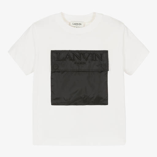 Lanvin-T-shirt blanc à poche Garçon | Childrensalon Outlet