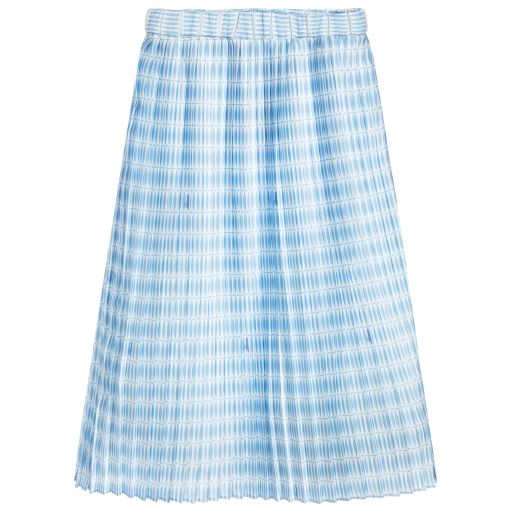 Lanvin-Girls Blue Pleated Long Skirt  | Childrensalon Outlet
