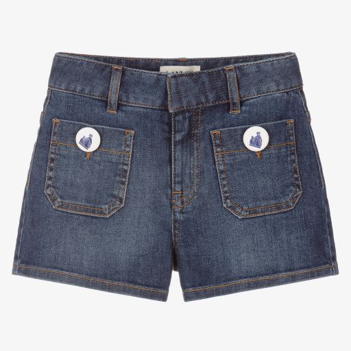 Lanvin-Girls Blue Wash Denim Shorts | Childrensalon Outlet