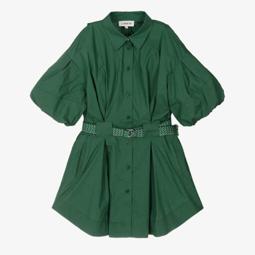 Lanvin-Элегантное зеленое платье из поплина для девочек | Childrensalon Outlet
