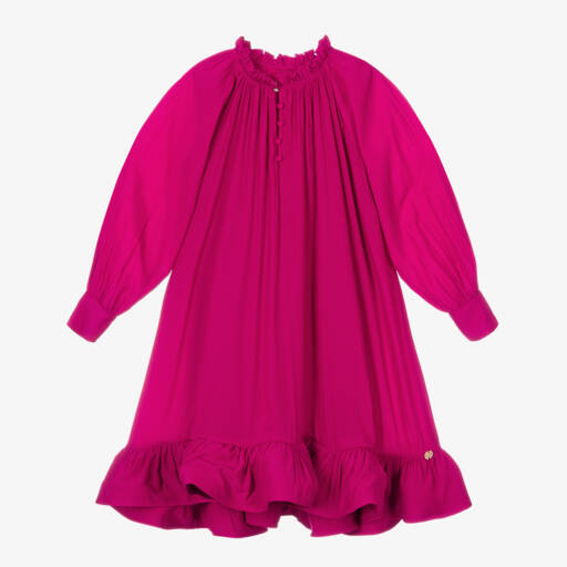 Lanvin-Girls Fuchsia Charmeuse Dress | Childrensalon Outlet