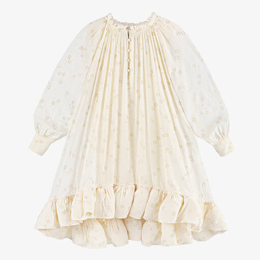 Lanvin-Girls Ivory Chiffon High Neck Dress | Childrensalon Outlet