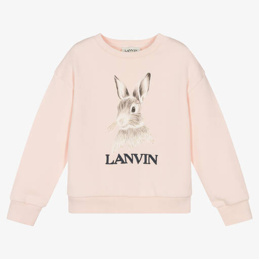Lanvin-Pull rose en coton lapin fille  | Childrensalon Outlet