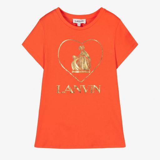 Lanvin-Girls Red Cotton Logo T-Shirt | Childrensalon Outlet