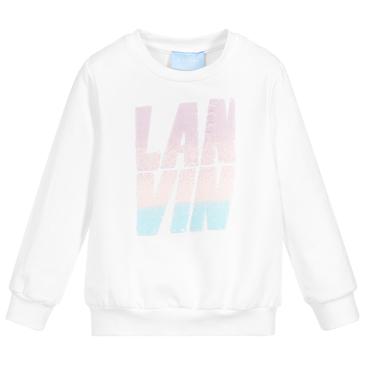 Lanvin-Girls White Logo Sweatshirt | Childrensalon Outlet