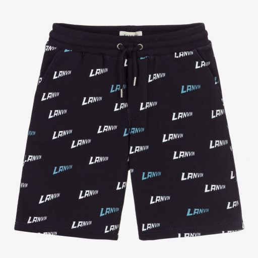 Lanvin-Navy Blue Cotton Jersey Shorts  | Childrensalon Outlet
