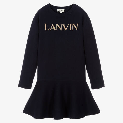 Lanvin-Robe bleue en maille de coton ado | Childrensalon Outlet
