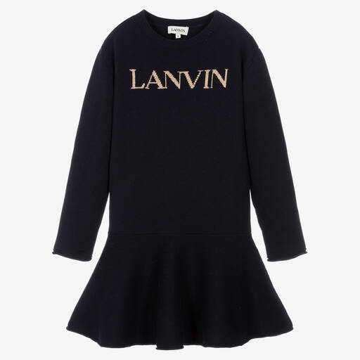 Lanvin-Blaues Teen Baumwoll-Strickkleid | Childrensalon Outlet