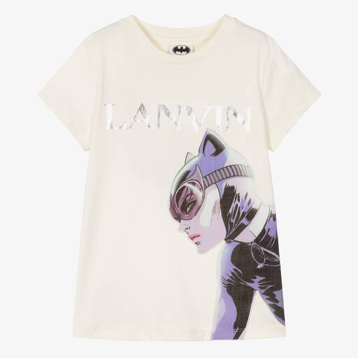 Lanvin-Teen Girls Ivory Cotton Catwoman T-Shirt | Childrensalon Outlet