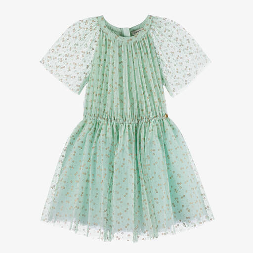 Lanvin-Teen Girls Mint Green Glitter Tulle Dress | Childrensalon Outlet