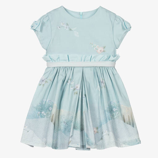 Lapin House-Aqua Blue Floral Dress | Childrensalon Outlet