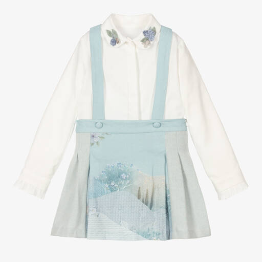 Lapin House-طقم تنورة بينافور مزيج قطن لون أزرق أكوا | Childrensalon Outlet
