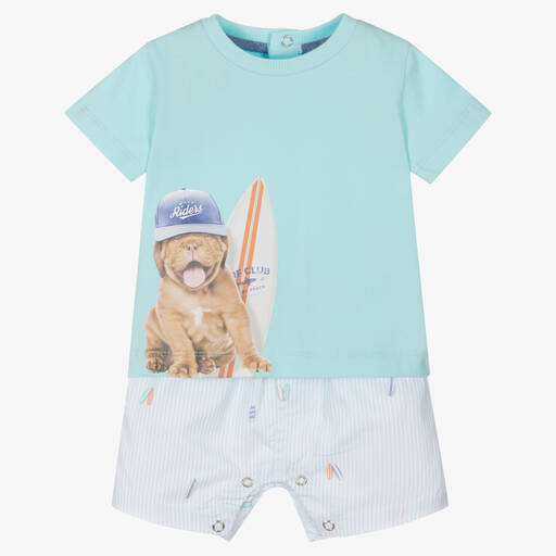 Lapin House-Baby Boys Blue Cotton Shorts Set | Childrensalon Outlet