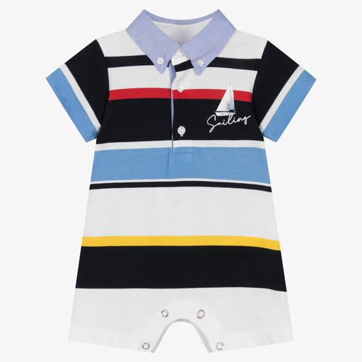 Lapin House-Baby Boys Blue Stripe Cotton Shortie | Childrensalon Outlet