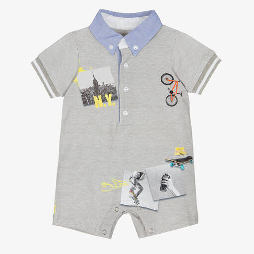 Lapin House-Baby Boys Grey Cotton Shortie | Childrensalon Outlet