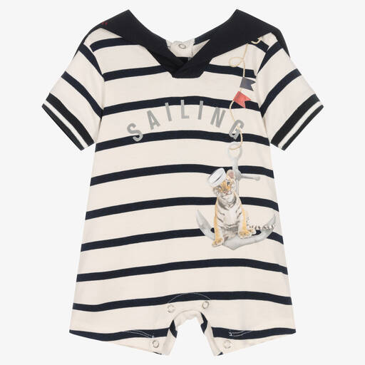 Lapin House-Baby Boys White & Blue Sailor Shortie  | Childrensalon Outlet