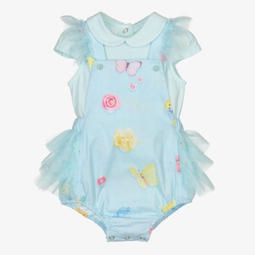 Lapin House-Baby Girls Blue Shortie Set | Childrensalon Outlet