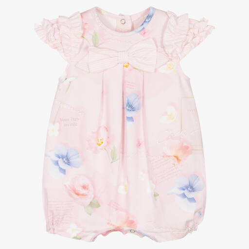 Lapin House-Baby Girls Pink Cotton Floral Shortie | Childrensalon Outlet