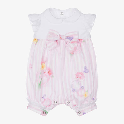 Lapin House-Baby Girls Pink & White Cotton Shortie | Childrensalon Outlet