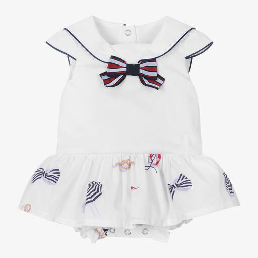 Lapin House-Baby Girls White Cotton Nautical Dress | Childrensalon Outlet