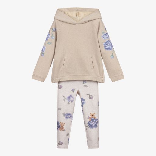 Lapin House-Beige Teddy Leggings Set | Childrensalon Outlet