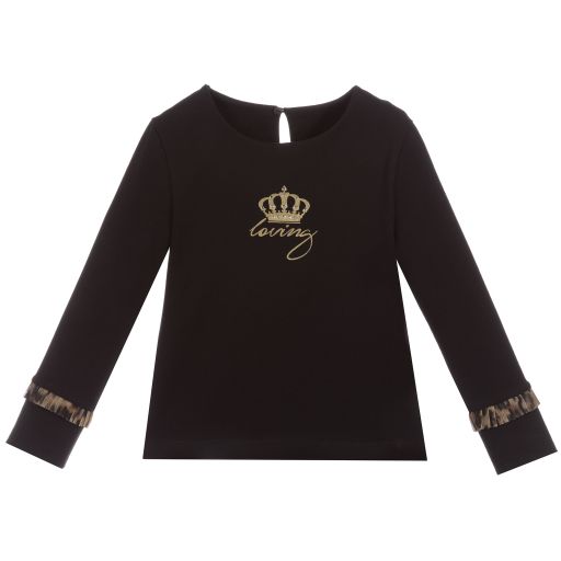 Lapin House-Black & Gold Cotton Jersey Top | Childrensalon Outlet
