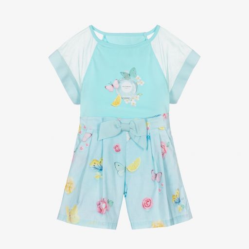 Lapin House-Blue Butterfly Shorts Set | Childrensalon Outlet