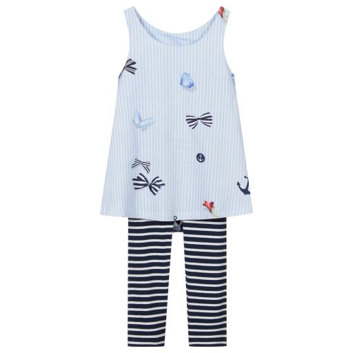 Lapin House-Голубое платье с синими легинсами | Childrensalon Outlet
