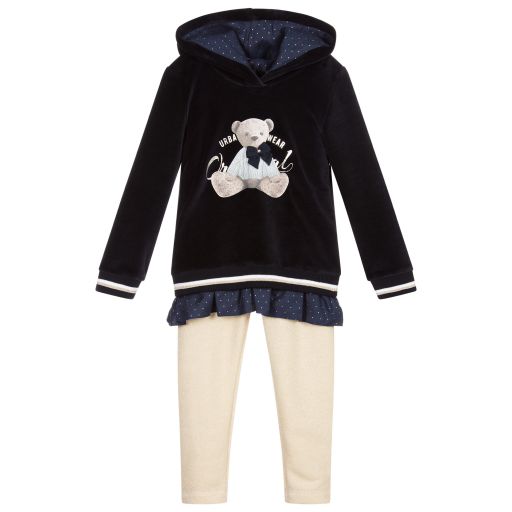 Lapin House-Blue & Gold Teddy Leggings Set | Childrensalon Outlet