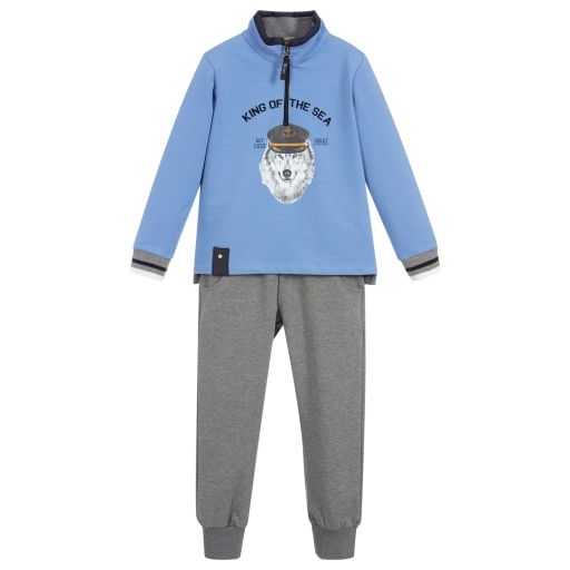 Lapin House-Baumwoll-Trainingsanzug in Blau und Grau | Childrensalon Outlet